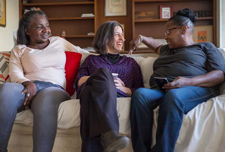 Women receiving support at Languille Shelter